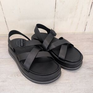 Chaco Townes Midform Platform Slide Sandal Black Women's Size 10.5